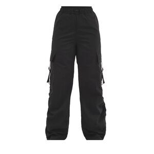 No Boundaries Ruched Cargo Parachute Pants Black Size Small Women's Oversized